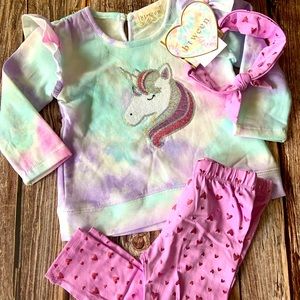 NWT Between 3 piece 18months and 24months Unicorn outfit